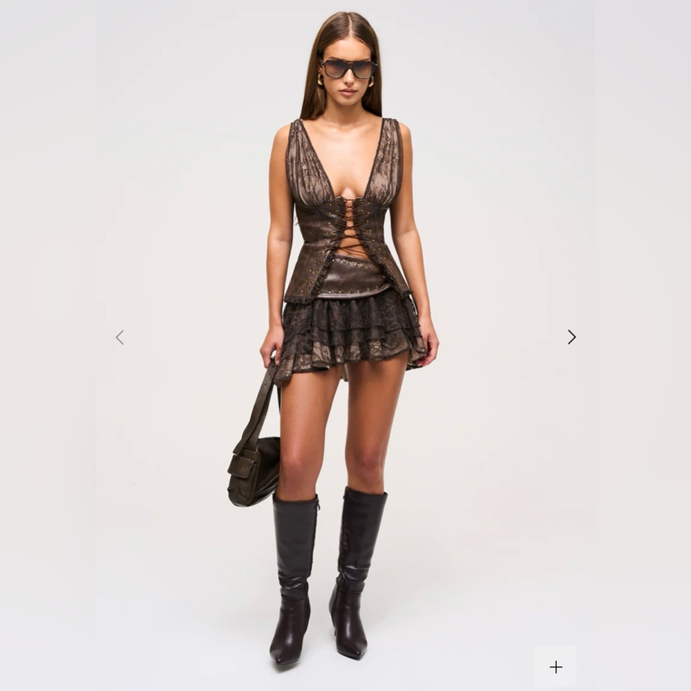 MURCI Chic Brown Lace-Up Mini skirt SET !!!!